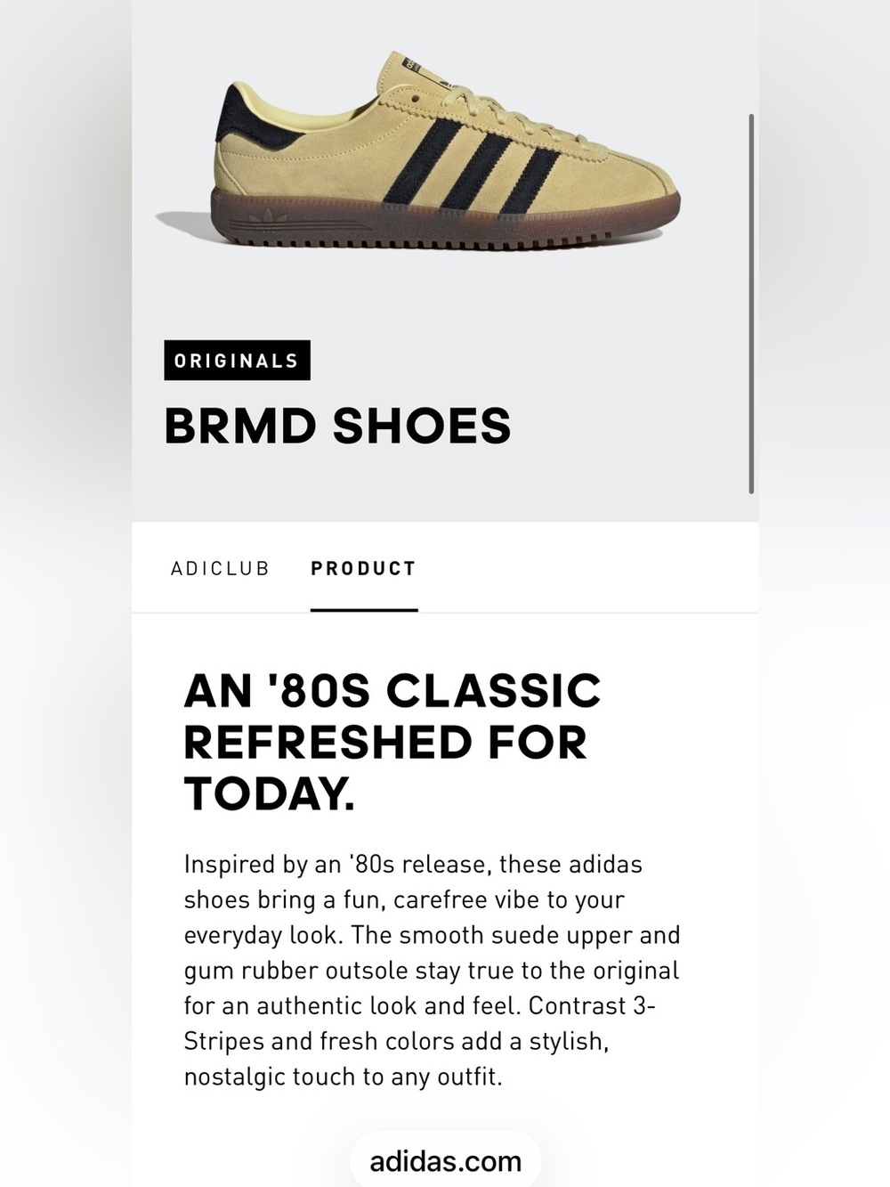 Adidas Suede Sneakers in Pale Yellow with Stripes - Picture 9 of 9